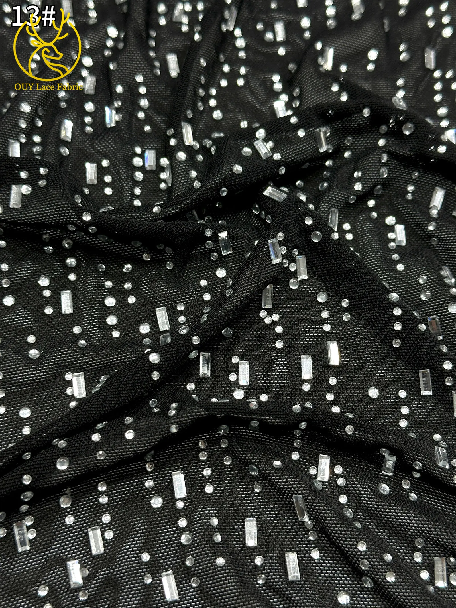 Königsblauer afrikanischer Spitzenstoff mit Glassteinen 2026 Luxuriöser französischer Stretch-Mesh-Spitzenstoff für nigerianische Party- und Abendkleider – Detail 22