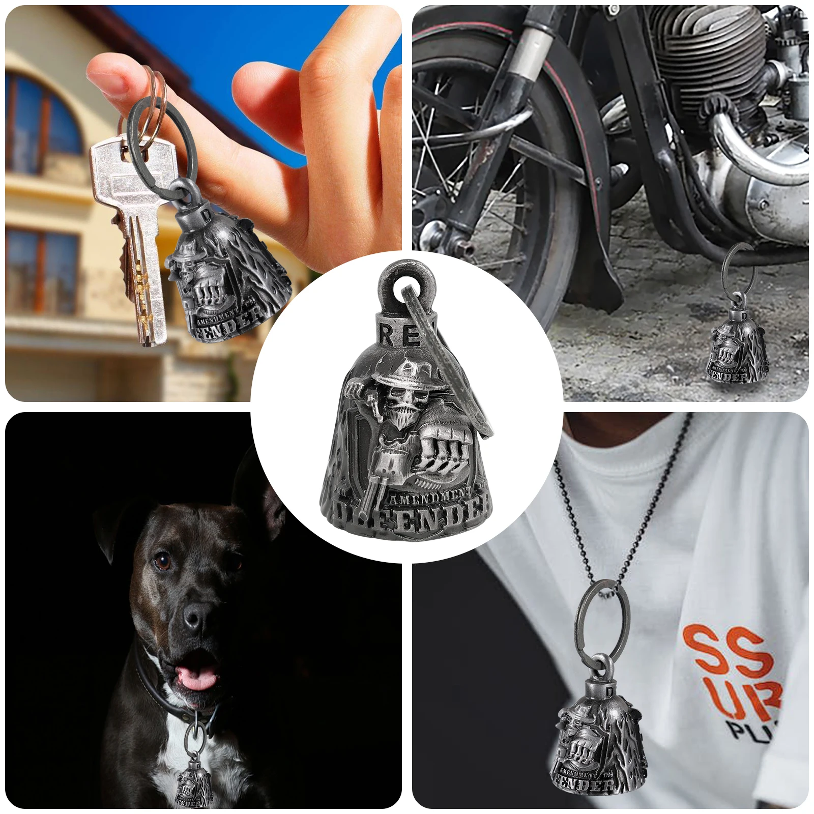 Motorcycle Bell Guardian Angel Drive Away Gremlin, Words 3D Bell Biker Bell for Men Women Rider Riding, Good Luck Gift