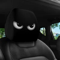 2PCS Funny Slanted Eyes Car Headrest Covers, Cartoon Face Elastic Protector for Halloween Christmas, Holiday Auto Decor 3
