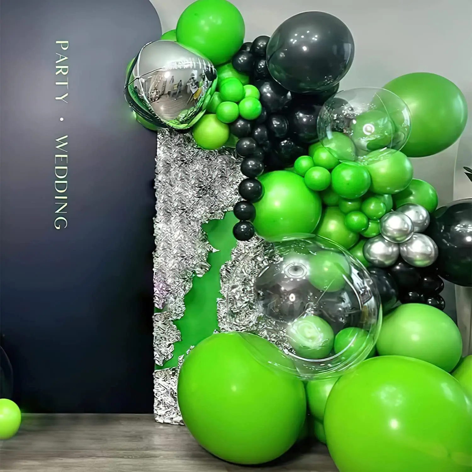 Wholesale Black Green Wave Ball Balloon Package Birthday Party Balloon Decoration Animal Party Green Balloon Package