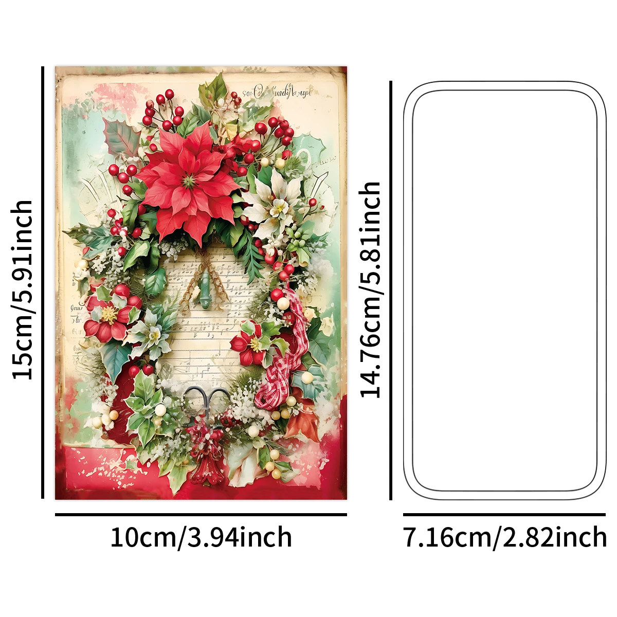 12 Stück Vintage-Weihnachtswandkarten mit Aufklebern – dekorative Karten für Weihnachten, Zuhause, Party, Wanddekoration, Scrapbooking, Geschenkanhänger und DIY-Handwerk – Detail 6