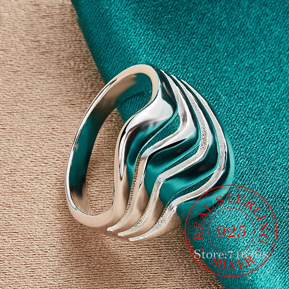 925 Sterling Silver cztery linie gładki pierścień dla kobiety mężczyzny moda ślubna przyjęcie zaręczynowe prezent urok biżuterii