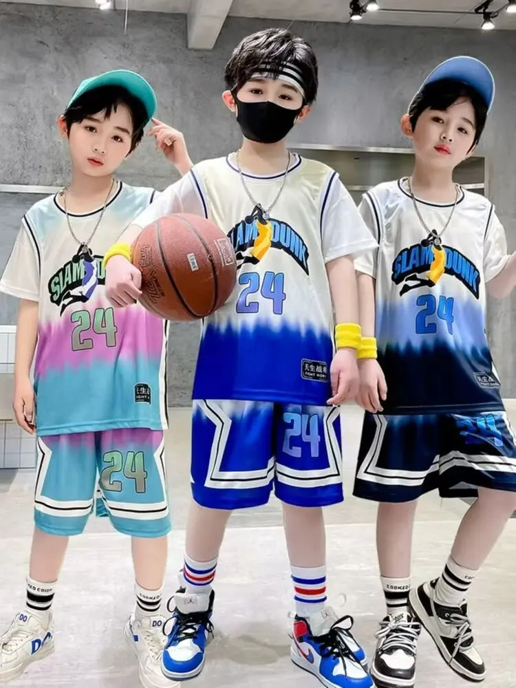 Kids Basketball Jersey Suits Quick-drying Fashionable Children Team Training Uniform Boy and Girls Shirt Sportswear Clothings