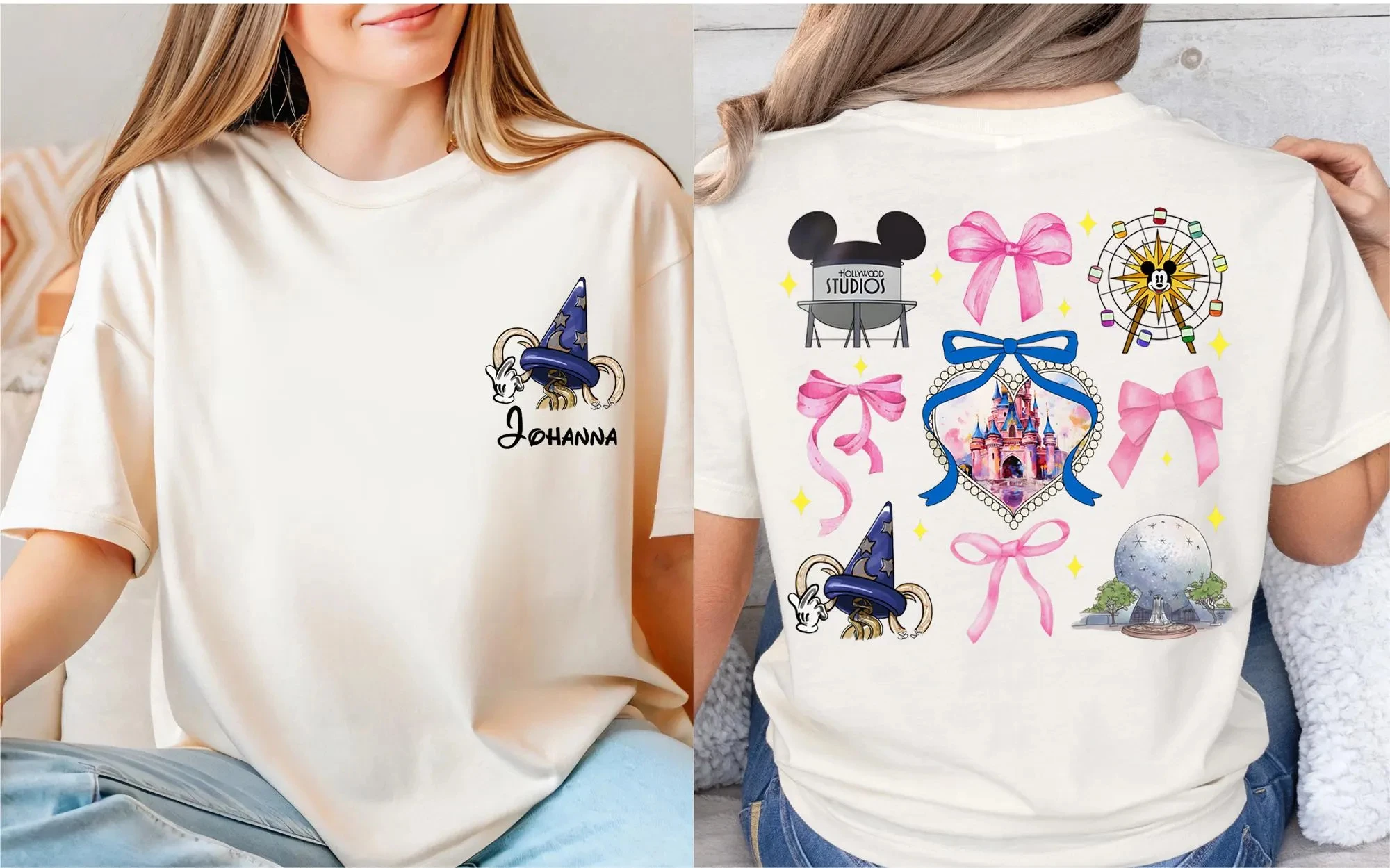 2025 الصيف موضة جديدة فراشة قميص مخصص ميكي تي شيرت ماجيك القلعة قميص WDW الأسرة عطلة قميص كبير الحجم