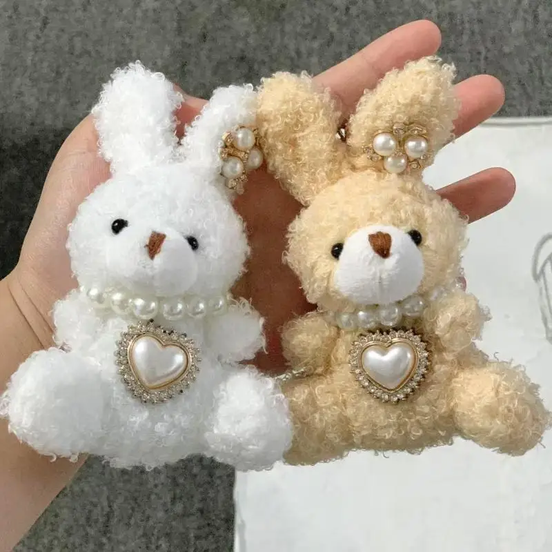 Sweet Cartoon Plush Collection: Long-eared Rabbit Stuffed Keyring for Females, Y2K Backpack Pendant and Phone Charm Gift