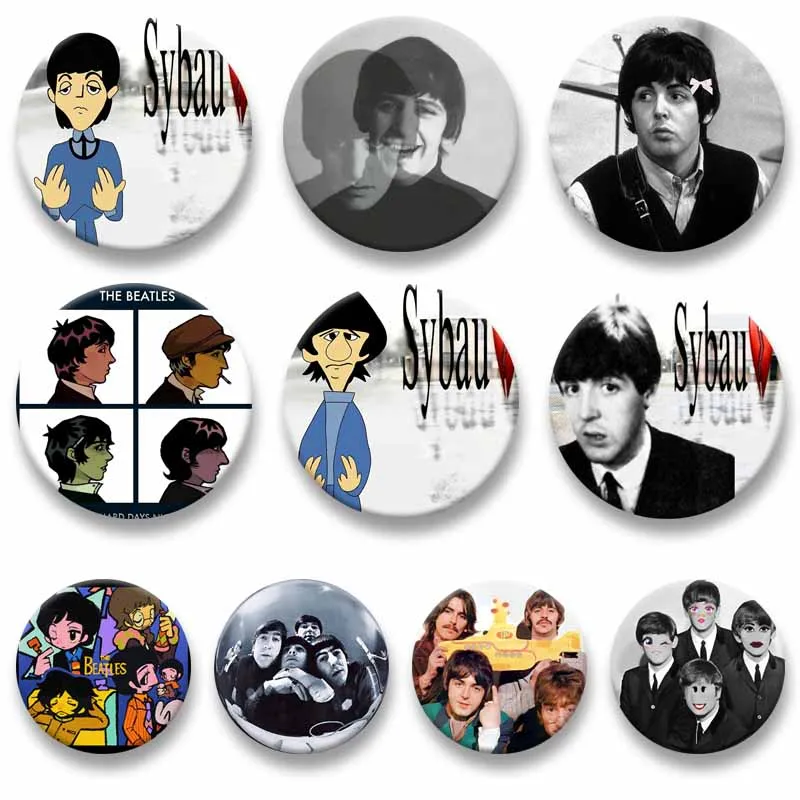 

Rock Band The B-Beatles Coin Brooches George Harrison Badge Plastic Round Brooches for Backpack Shoes Jewlery Collectible Gifts