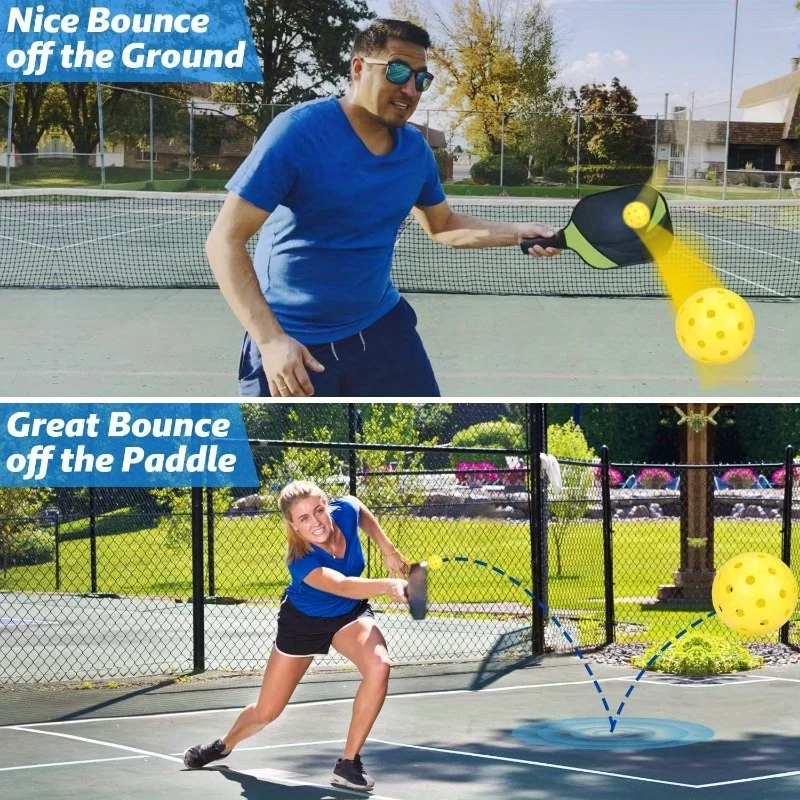 4pcs Pickleballs Balls, 40 Hole Sports Outdoor Pickleballs, Great Durability, Bounce, Visibility