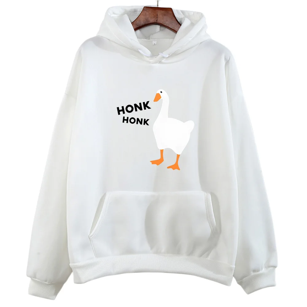 Honkus Ponkus Goose Print Sweatshirts Cute Animal Graphic Hoodies Long Sleeve Casual Pullovers Women/men Comfortable Fleece Tops