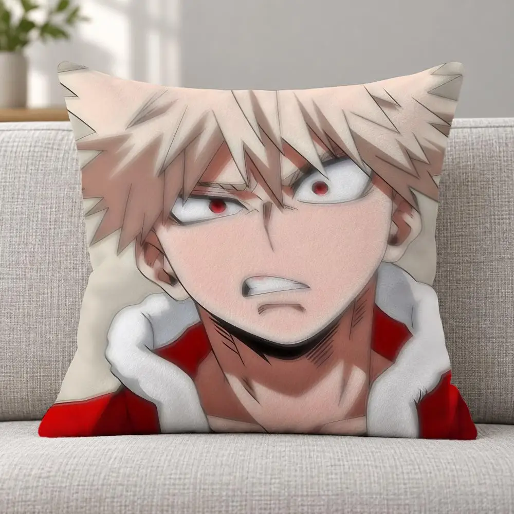 Anime My Hero Academia K-Katsuki Bakugo Cushion Cover Soft Plush Decorative Sofa Bedroom Living Room Car Dorm Home Decor Gift