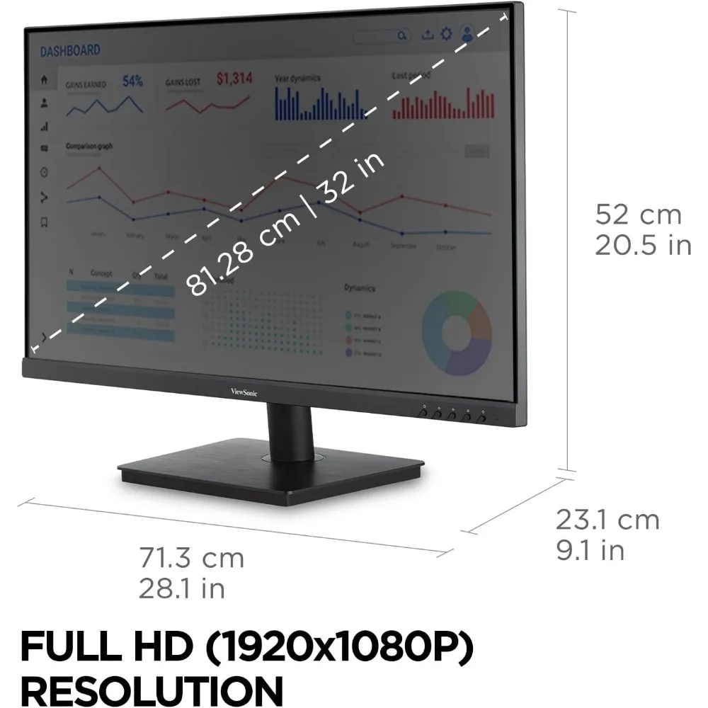 شاشة VA3209M 32 بوصة IPS Full HD 1080p مع حواف رفيعة، 75 هرتز، العناية بالعين، HDMI، مدخلات VGA للمنزل والمكتب