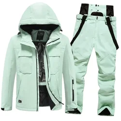 New Winter Woman Man's Warm Ski Suits Thicken Outdoor Sport 2025 Waterproof Snowboarding Tracksuit Loose Skiing Jacket Pants Set