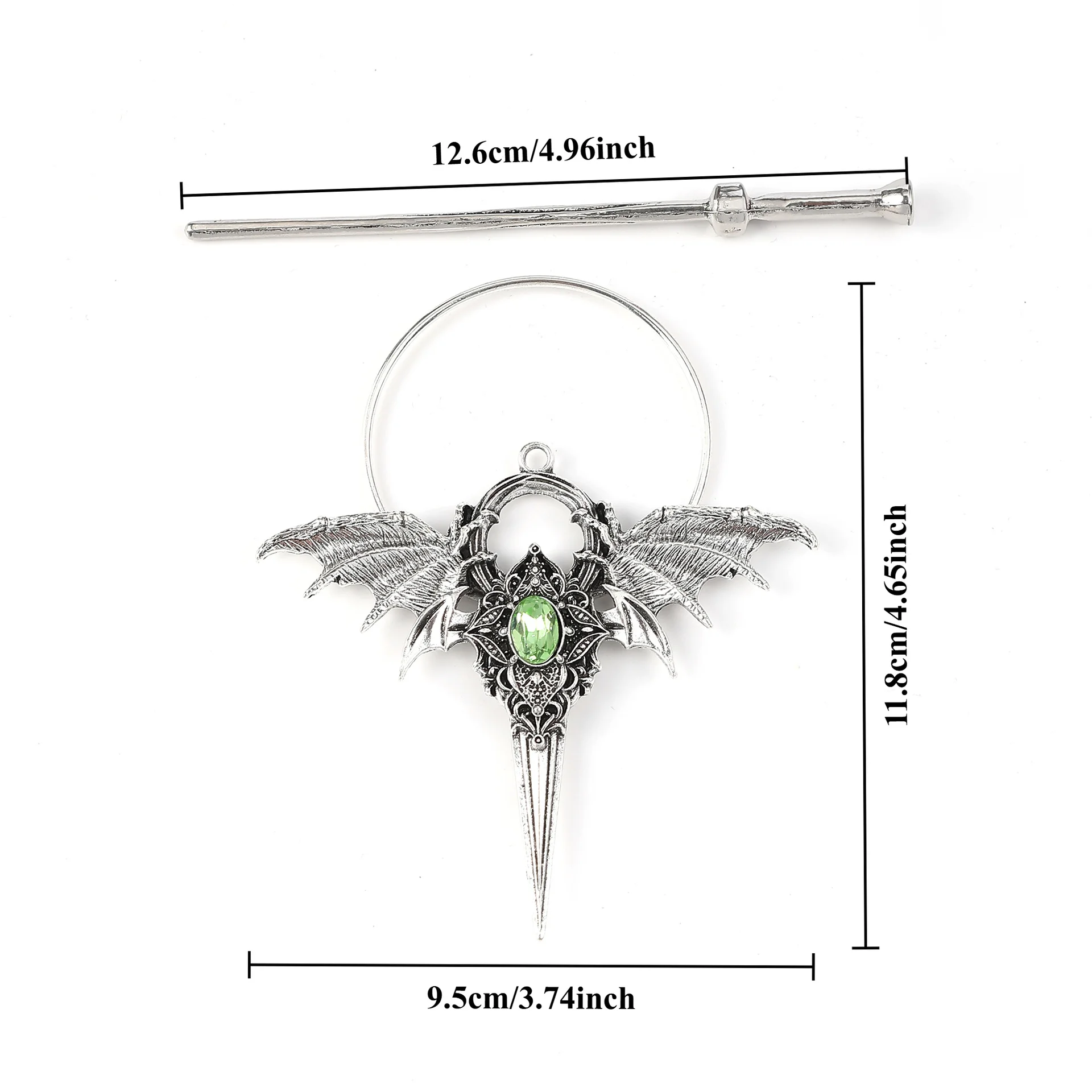 Jepit Rambut Batu Permata Sayap Kelelawar Tiga Dimensi Gelap dengan Detail Ukiran yang Indah, Cocok untuk Gaya Rambut Panjang dan Bulat, Aksesori Kepala yang Unik dan Keren