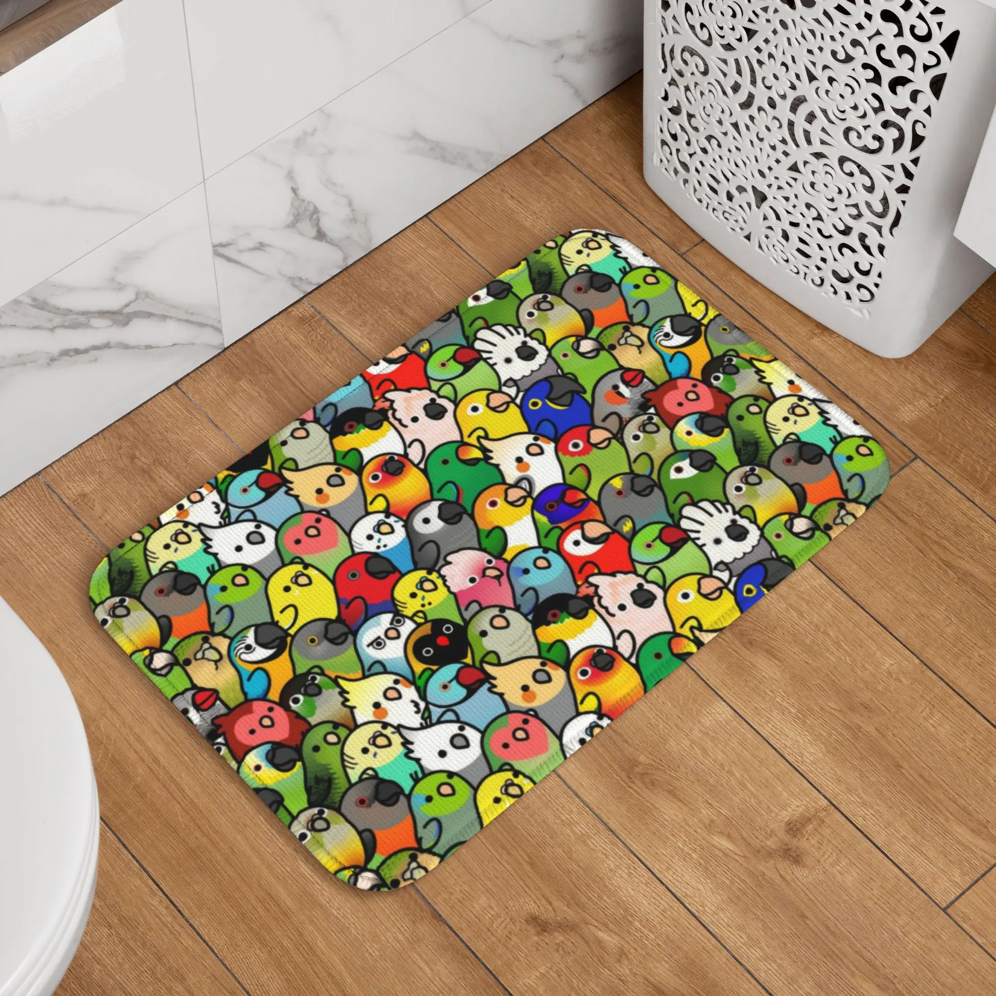 Custom Cute Cockatiel Parrot Bird Doormat Mat Anti-Slip Parakeet Lovebird Bath Kitchen Bedroom Rug Carpet 40*60cm