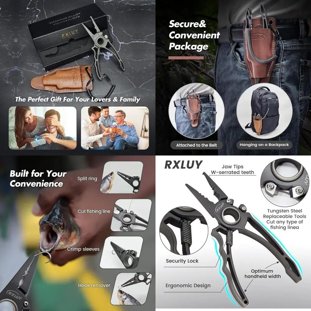 

Титановые рыболовные плоскогубцы, снасти премиум-класса для морской рыбалки, вольфрамовые резцы, съемник крючков с разъемным кольцом, инструмент для завязывания узлов со шнурком