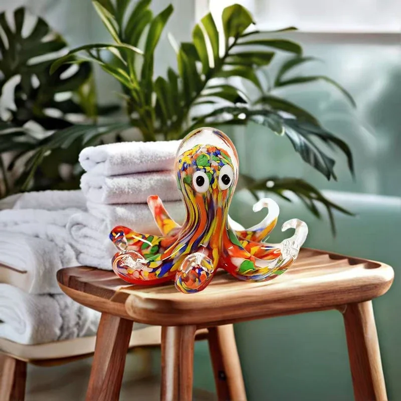 

Colorful Cute Glass Octopus Figurines Handmade Sea Animal Craft Gifts For Kids Home Decor Murano Style Small Sculpture Ornaments