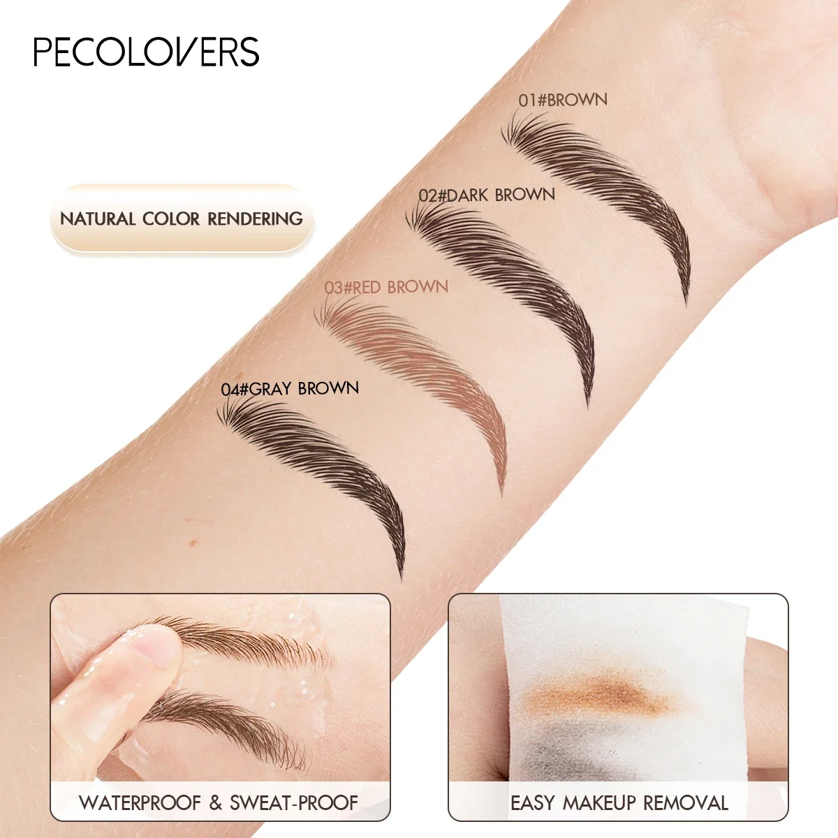 1pc 3D Wild Eyebrow Pencil Microblading Eyebrow Tint Pen Square Angled Brush Brow Dye Cream Anti-smudge Waterproof