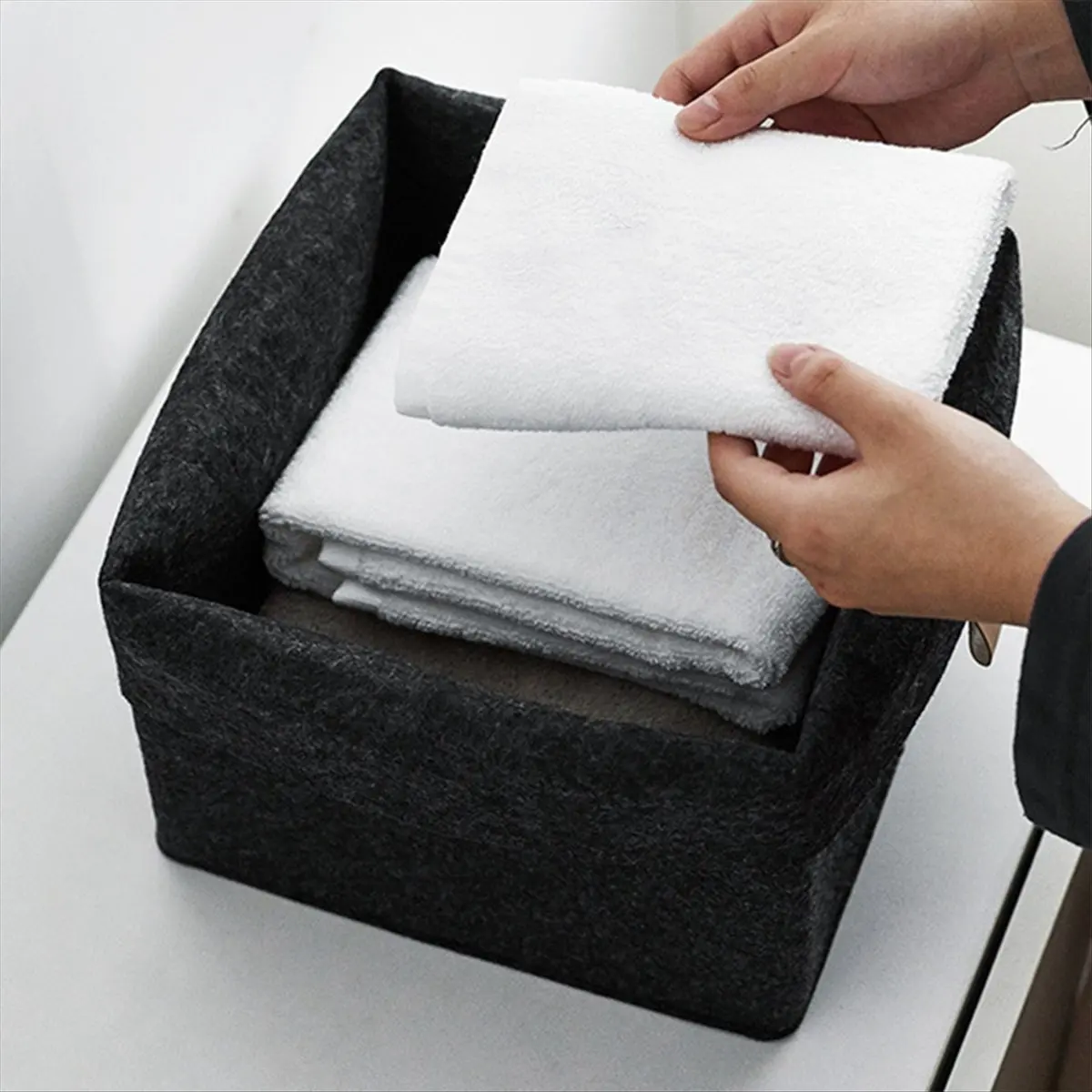 ABJS 6Pcs Storage Cubes Felt Fabric Cube Storage Bins Storage Bins with Hanging Ring Foldable Cube Baskets