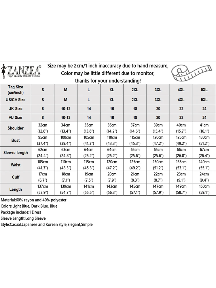 ZANZEA mujeres Denim-azul vestidos largos de fiesta moda suelta cuello pico manga larga abombada Maxi vestido de gran tamaño 2026 primavera mujer bata 3XL