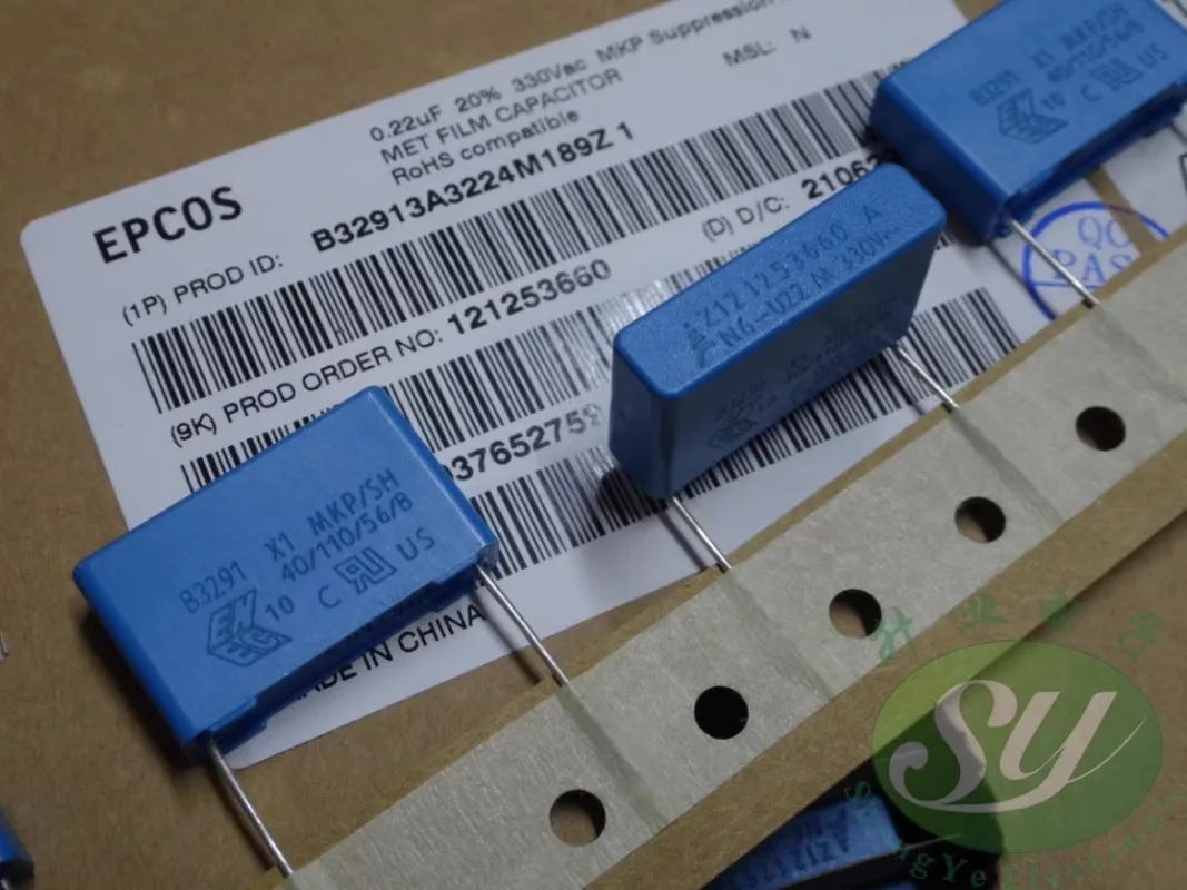 

5PCS EPCOS 0.22uf/330vAC 220nf u22 224 brand-new 22mm X1 film capacitor B32913A3224M
