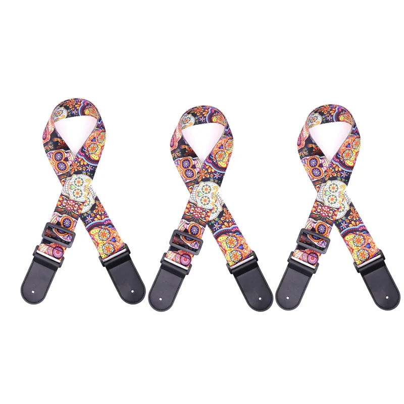 

Новое поступление, 3-компонентный кожаный нейлоновый флуоресцентный принт с черепом, ремешок для фолк-гитары, ремешок для электрогитары, полиэстер + PU, акустическая гитара S