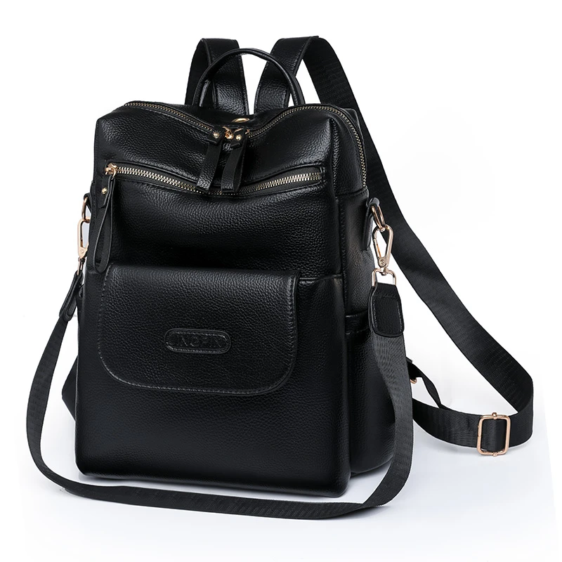 Fashion Soft Leather Backpack Women Shoulder Bag Daypack Female Large Travel Bag Ladies Bagpack Big School Backpack for Girls