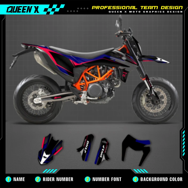 

Queen X MOTOR For KTM SMC-R 690 Enduro 2019 2020 2021 Custom Team Motorcycle Graphics Background Decal Stickers Kits