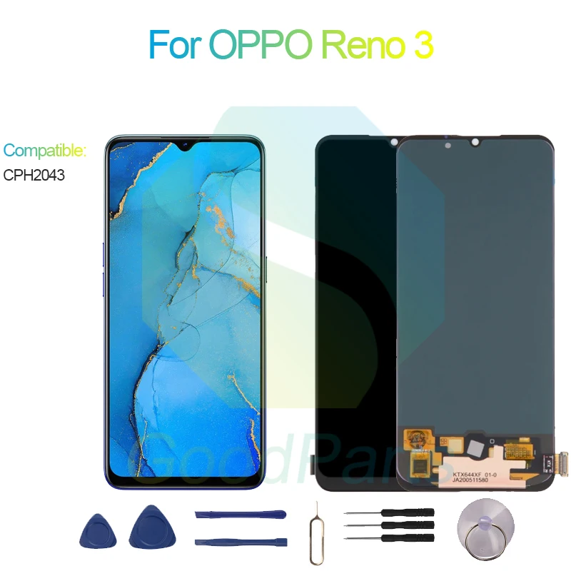 

ЖК-дисплей для OPPO Reno 3, экран 6,4 дюйма CPH2043 Reno 3, сенсорный дигитайзер в сборе, замена