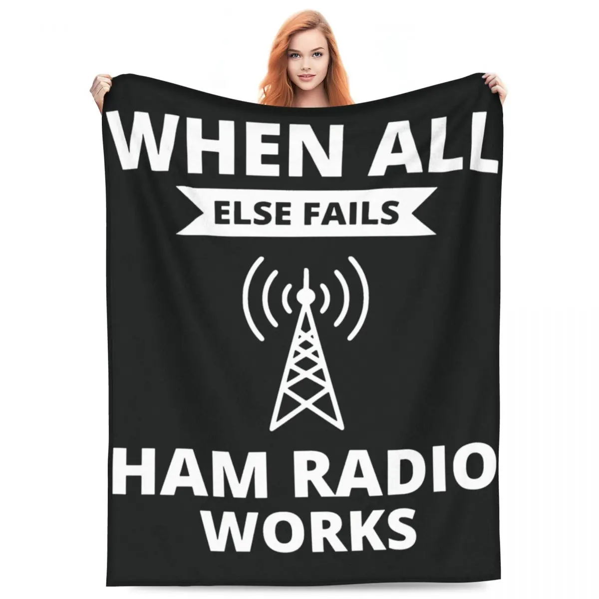 Amateur Ham Radio Operator Flannel Blanket Humor Soft Warm Throw Blanket for Bedroom Picnic Aesthetic Bedspread Sofa Bed Cover