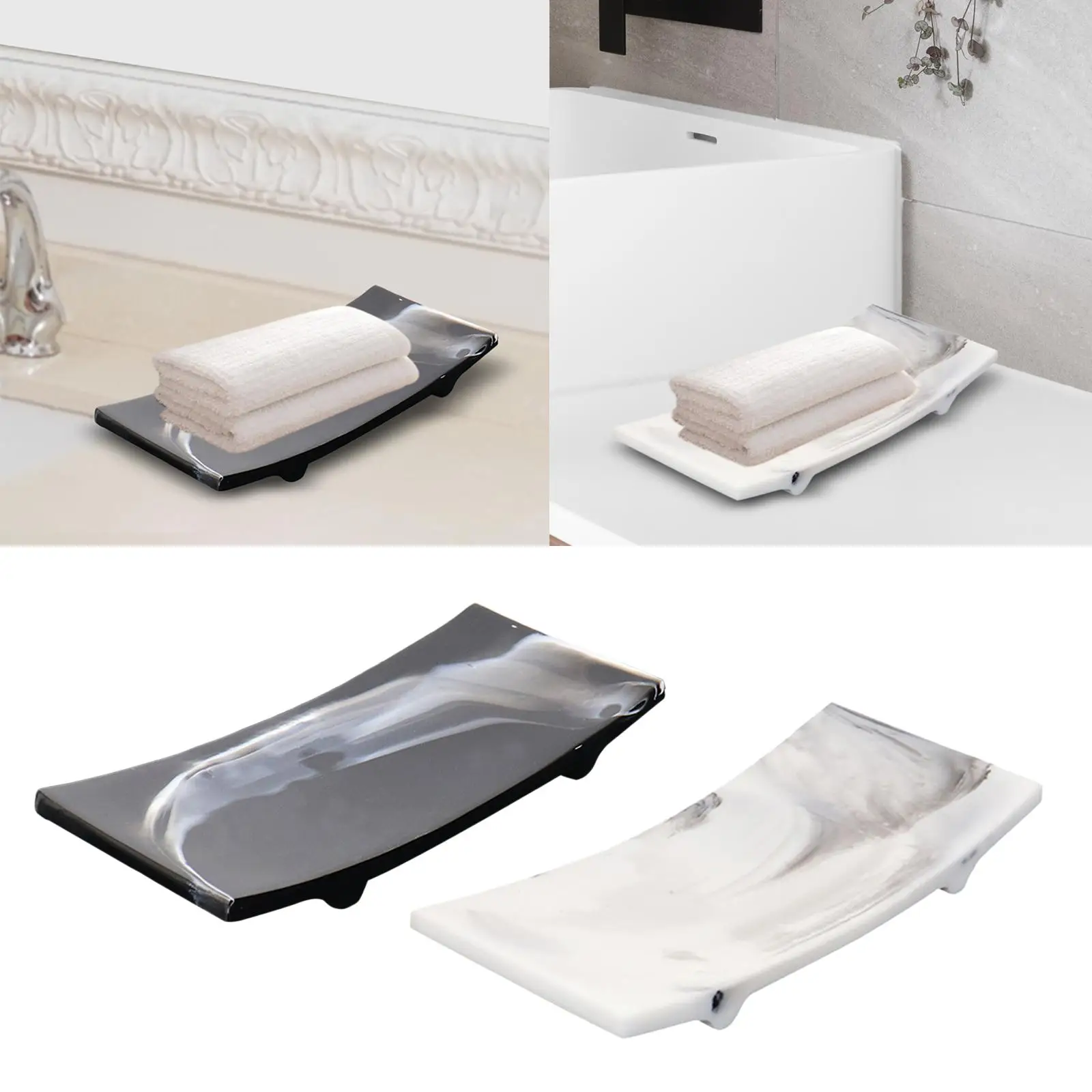 

Resin Decorative Tray Bathroom Tray Towel Perfume Holder for Vanity Dresser