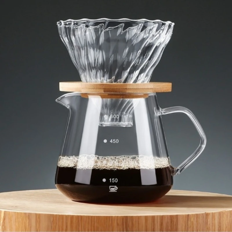 Wysokiej jakości żaroodporny szklany dzbanek do kawy przelewowej z szklanym filtrem 300ml/600ml, wielofunkcyjny ekspres do kawy, urządzenie domowe, dzbanek do kawy.