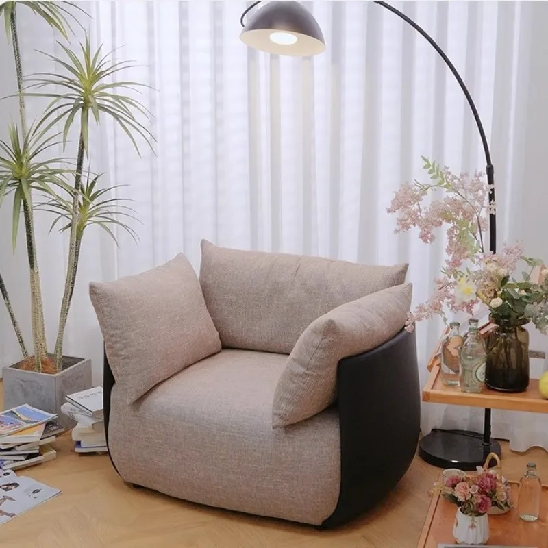 Medieval fabric single sofa original Nordic light retro creative color matching living room lazy