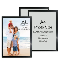 1/2PCS A4 Metal Photo Certificate Frame 21X29.7CM black Honors Documents Frame Calssic Modern Wall Desktop Picture Frame