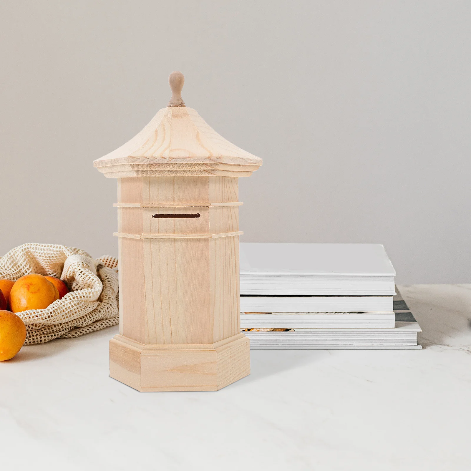 صندوق نقود خشبي غير مكتمل من DIY للأطفال، توفير النقود الإبداعية، بنك العملات المعدنية من مونتيسوري للأولاد والبنات