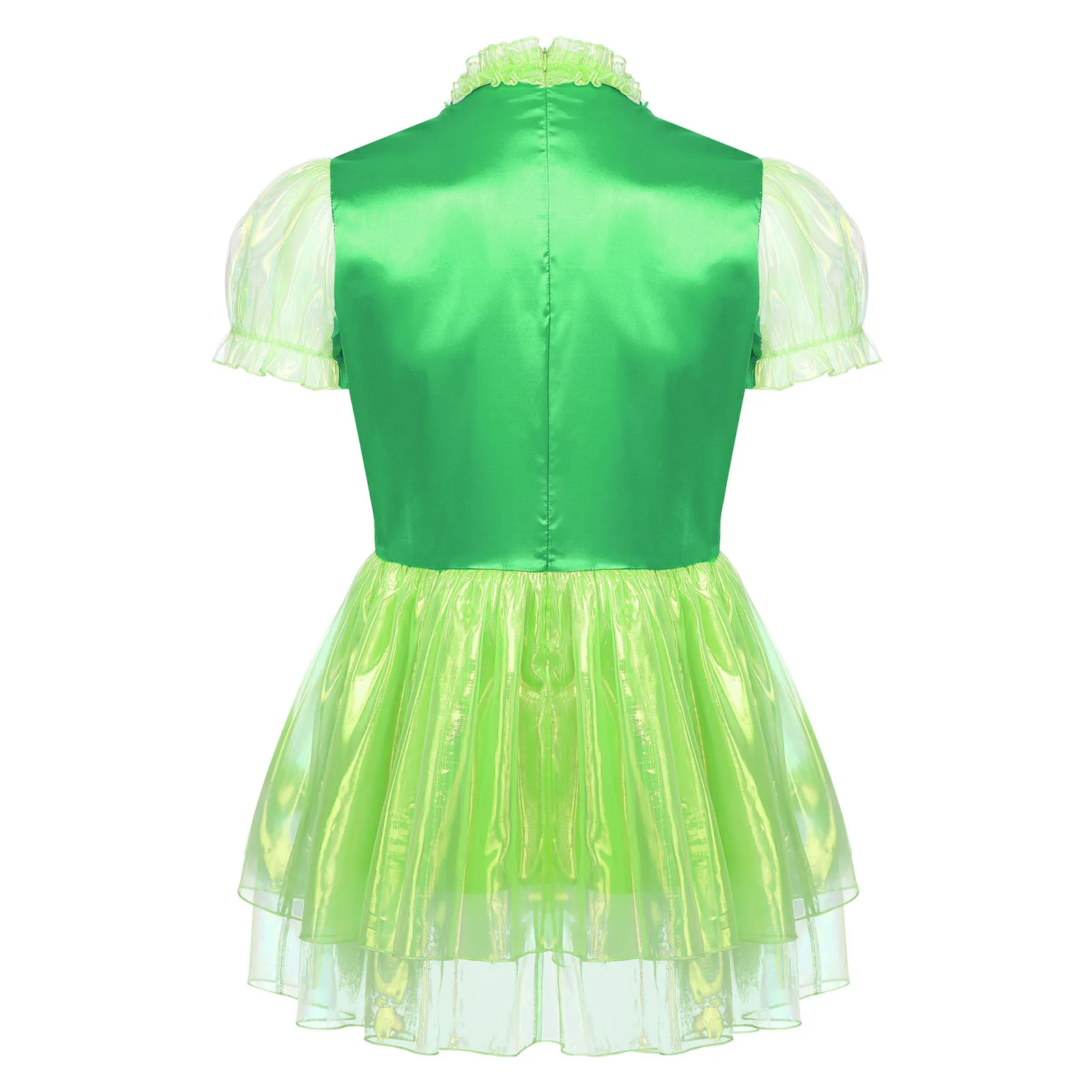 Mens Sissy Crossdress Fairy Tale Anime Cosplay Costume Sissy Maid Servant Ruffled Dress Puff Sleeve Bow Sparkly Puffy Dress - Image 4