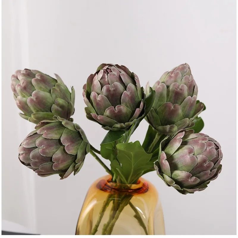 

3pcs Artificial Artichoke Flowers Fake Plants for Home Decor, DIY Flower Arrangement and Ornamental Landscape Accessories