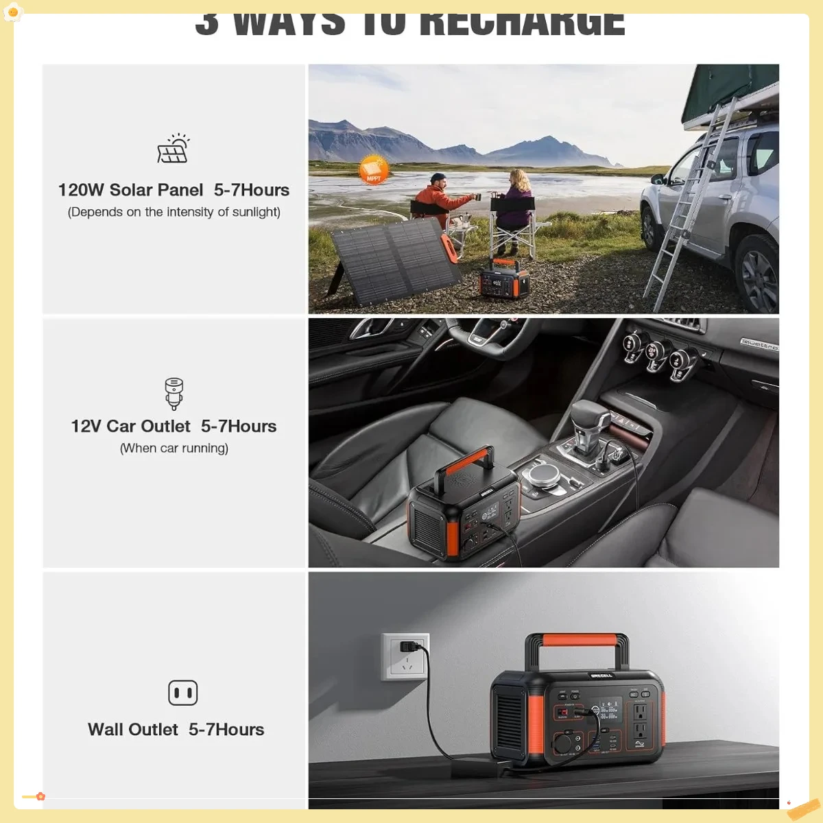 مولد طاقة شمسية 500 وات 444 وات في الساعة، بنك طاقة محمول للتخييم في حالات الطوارئ المنزلي RV