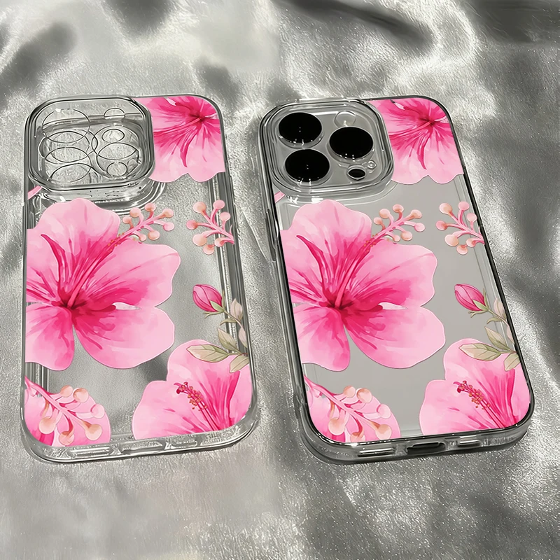 Minimalist Fashion Pink Flower Phone Case For Samsung S26 5G Cases Galaxy S25 Ultra S24 Plus S23 FE S25 S24 S23 Clear Soft Cover