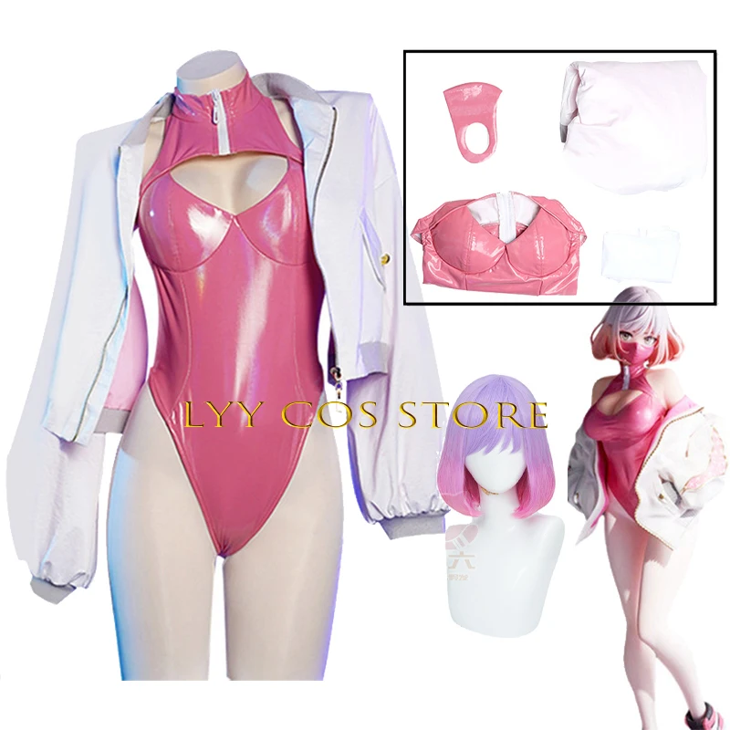 Astrum Design Mask Girl Luna Cosplay Anime Costume Pink Sexy Jumpsuits Jackets Uniform Wig Set Halloween Party Outfit for Women