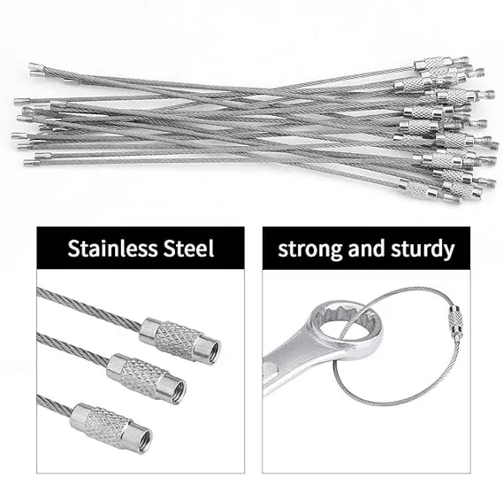 10PCS Stahl Draht Schlüsselbund Farben Edelstahl Ring Schlüsselring Kreis Seil Kabel Schleife Outdoor Camp Gepäck Tag Schraube Lock Gadget – Detail 6