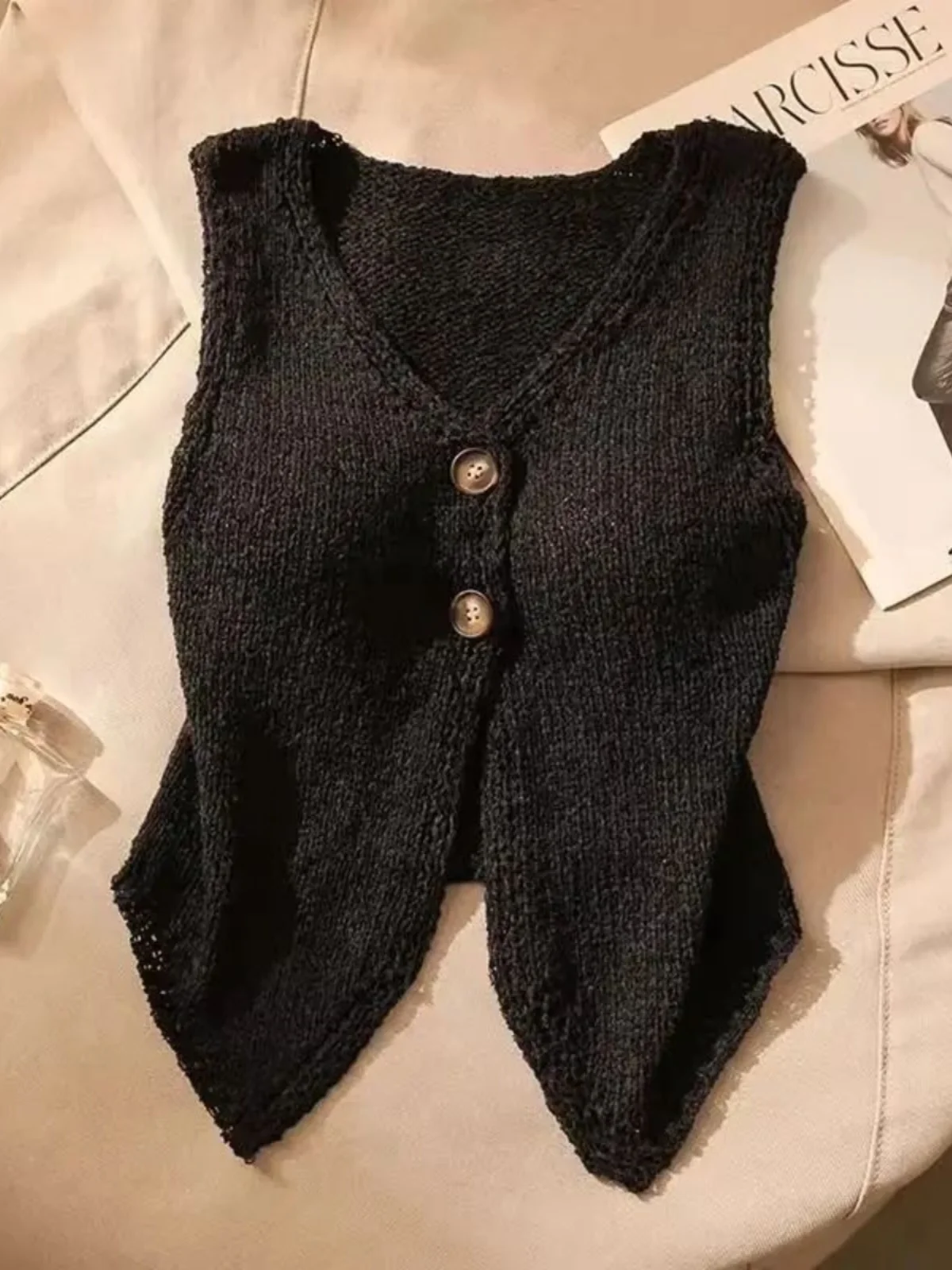 

Повседневный жилет с v-образным вырезом и пуговицами, топ, женский свитер Faion Street Sle ort, свитер на одной пуговице, осенний сезон...