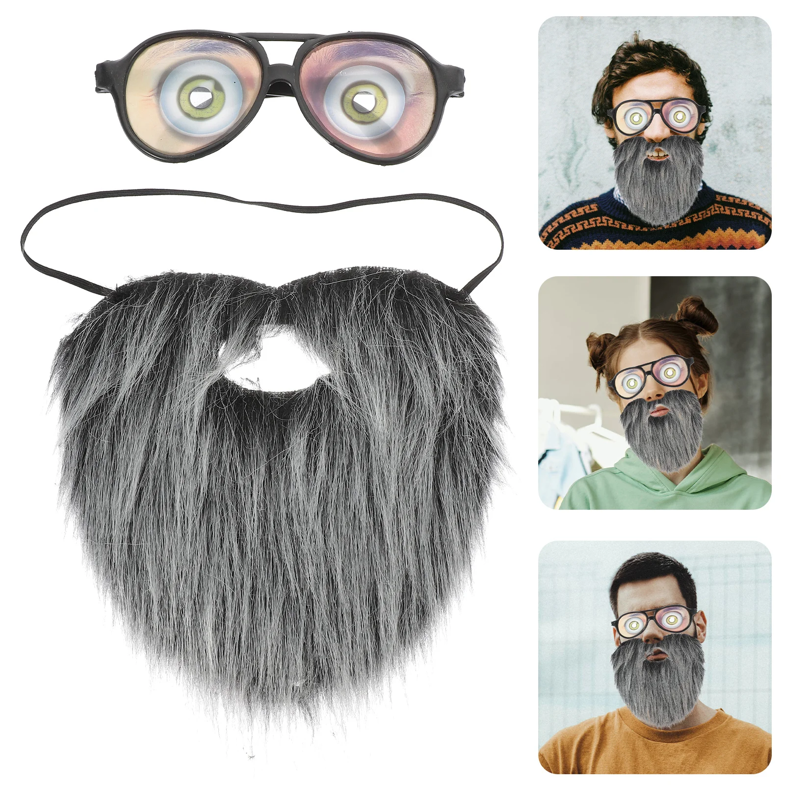 1 set divertente festa cosplay baffi finti barba set di occhiali realistico realistico costume di Halloween foto prop per adulti