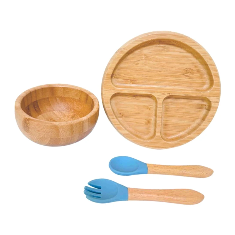 Bamboo And Silicone Baby Weaning Kit, Suitable For Feeding Kits Over 6 Months, Non-Toxic And Easy To Clean.