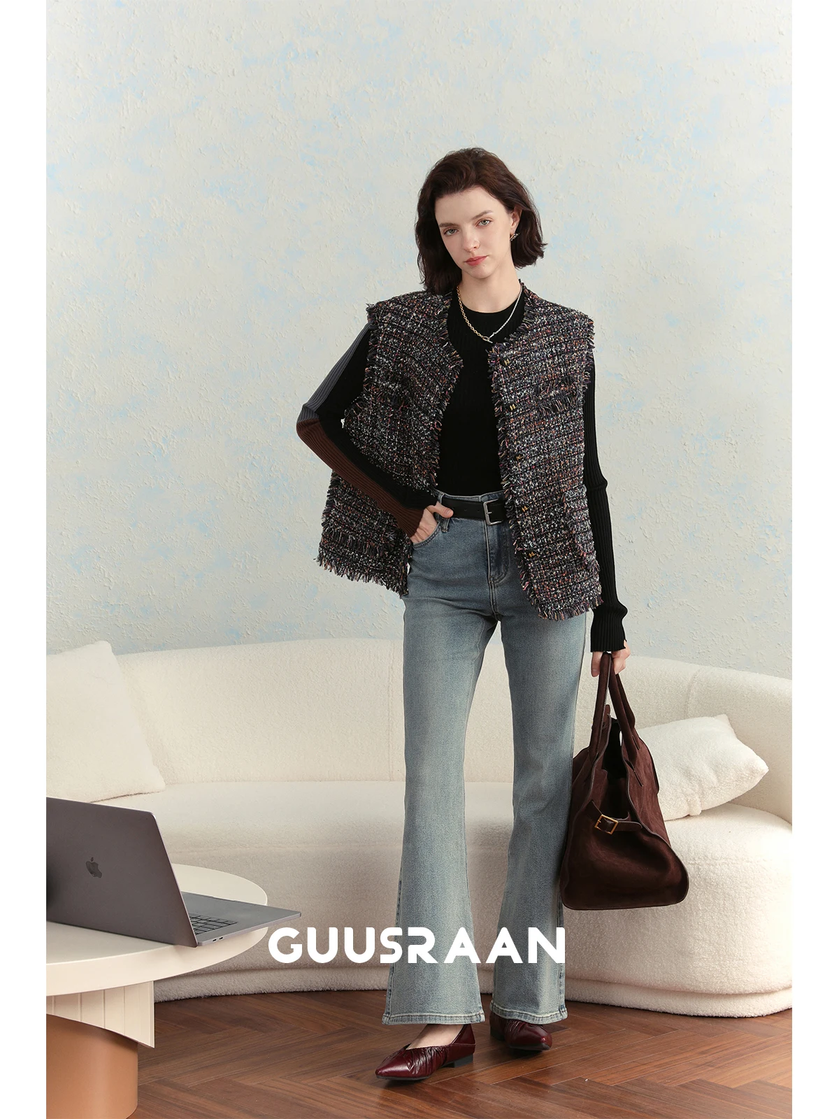 

Ultra Slimming High Waist Bell Bot Jeans Women's Vintage Waed Faionable Cotton Stretch Denim Blue Jeans Long Pants