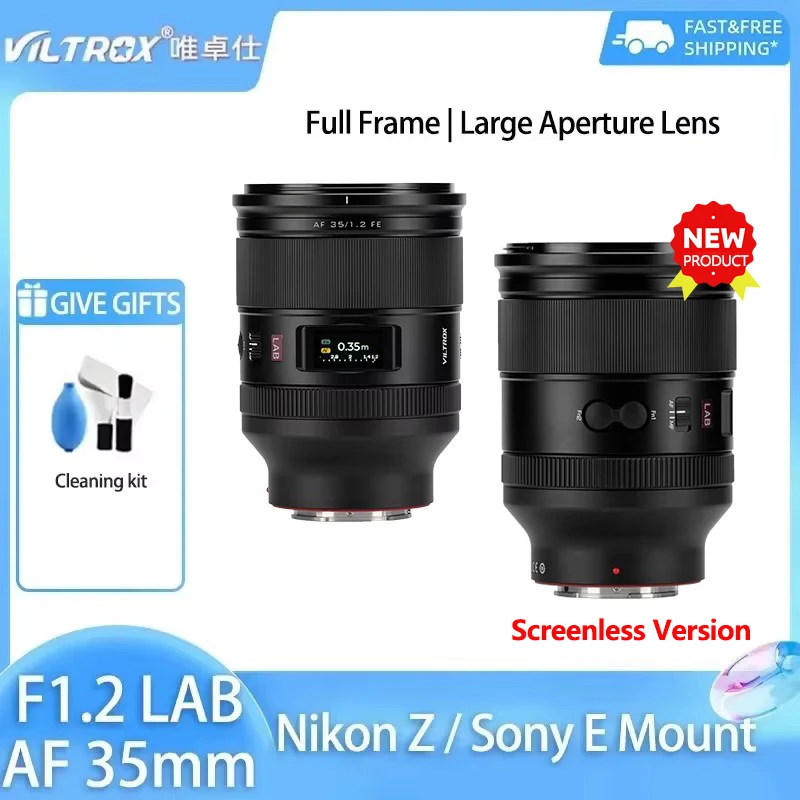 

Полнокадровый портретный объектив Viltrox AF 35mm F1.2 LAB с большой апертурой и автофокусом для Sony E Mount A7, A7III, A7R, ZV-E10, A7R II, Nikon Z