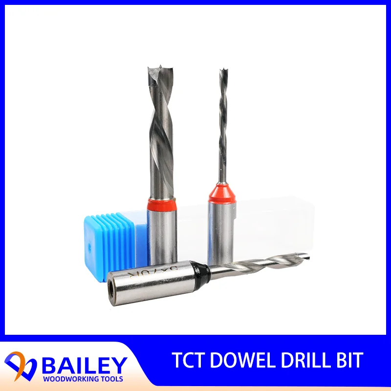 BAILEY 10PCS TCT Dowel Drill Bit Set Woodworking Tool Two Flutes Blind Hole Drilling Head for Drilling Machine Accessorie