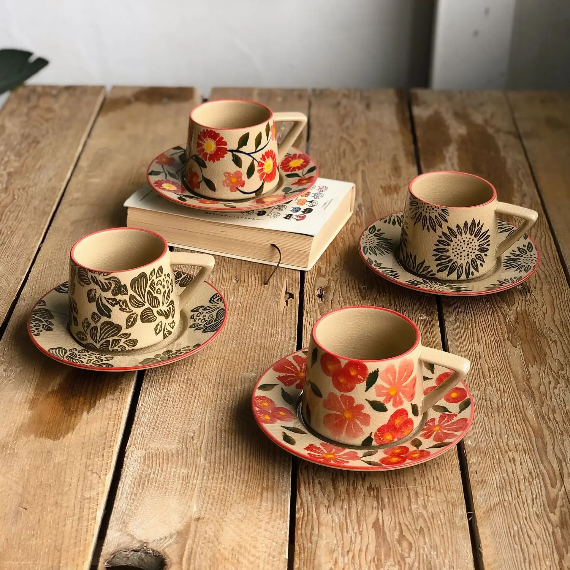 

Креативная керамическая чашка с ледяной трещиной и цветком, высококачественная кружка, легкая роскошная кофейная чашка для домашнего офиса, чашка для завтрака, молока, парная посуда, 350 мл