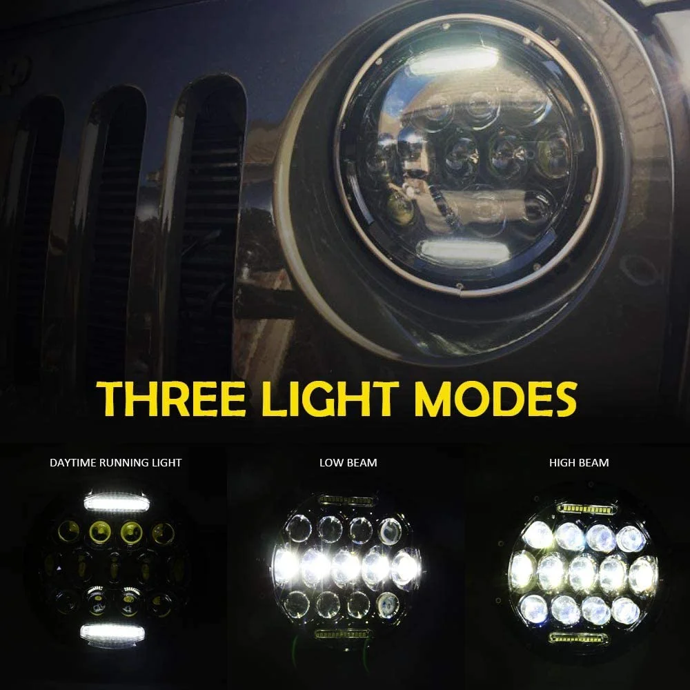 

LED Headlight - 7'' High/Low ED Headlight Halo Angel Eyes Signal Light Low Beam DRL Turn Signal
