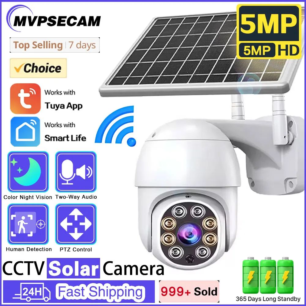 

Tuya Smart Life Home 5MP Patrol Human Body Filtering 5W Solar Battery Wireless PTZ Outdoor WiFi PIR CCTV Auto Tracking Camera