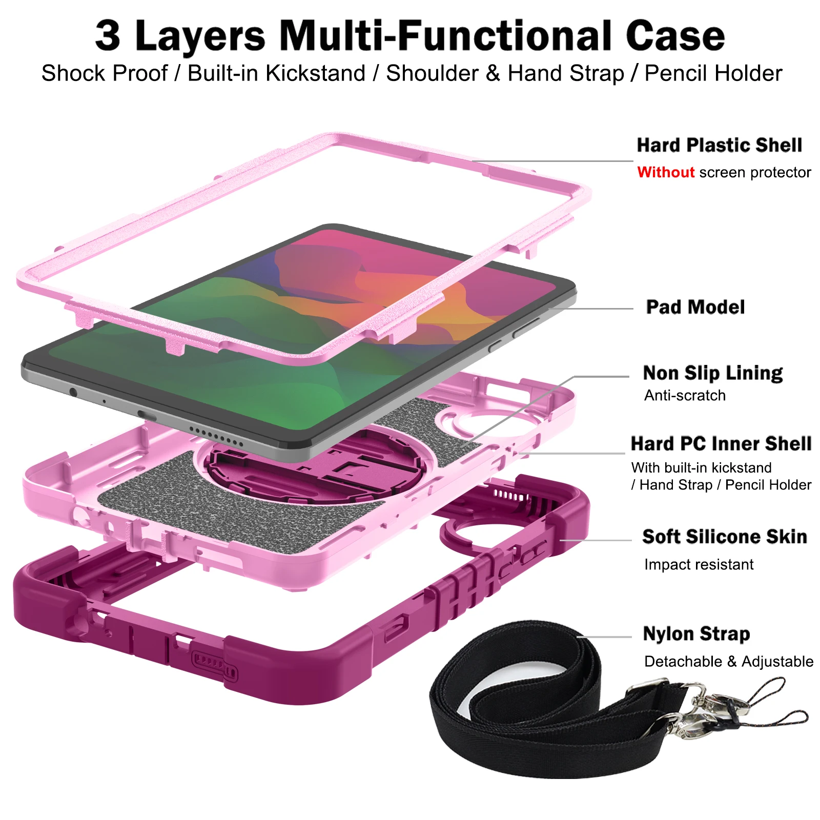 Funda multifuncional para Xiaomi Redmi Pad SE, cubierta con soporte de 8,7 grados incorporado y correas de hombro, 2024 pulgadas, 360