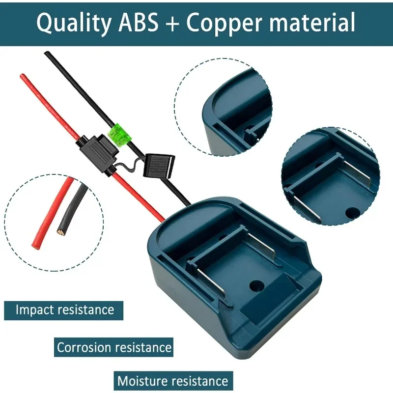 Power Wheel Battery Adapter Converter for Makita 18V Lithium Battery to Power Tool Accessories with Fuse & Wire Terminals